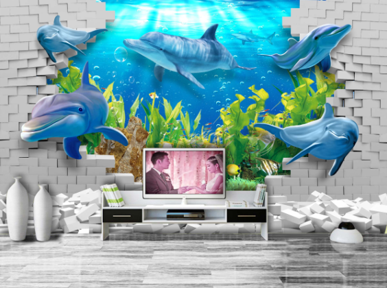 3D Wall Dolphin 209 Wallpaper AJ Wallpaper 