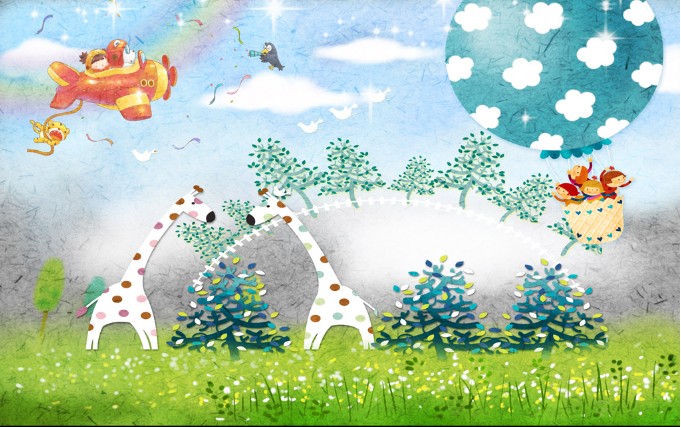 3D Grassland Giraffes Wallpaper AJ Wallpaper 1 