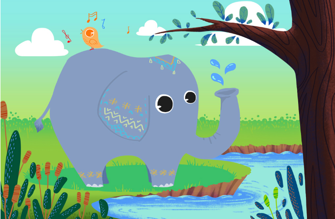 3D Elephant And Bird Wallpaper AJ Wallpaper 
