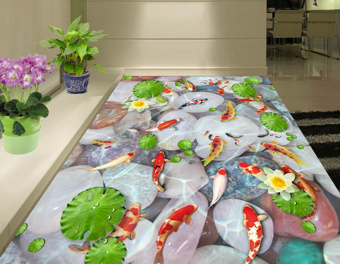 3D Small Goldfish 050 Floor Mural Wallpaper AJ Wallpaper 2 
