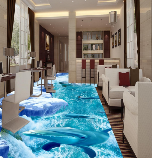3D Dolphin Leap 107 Floor Mural Wallpaper AJ Wallpaper 2 