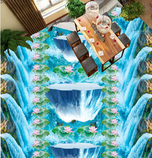 3D Row Lotus 168 Floor Mural Wallpaper AJ Wallpaper 2 