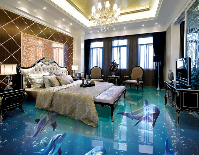 3D Deep Sea Dolphins 144 Floor Mural Wallpaper AJ Wallpaper 2 