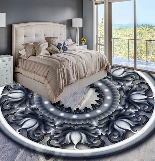 3D Round Black 098 Floor Mural Wallpaper AJ Wallpaper 2 