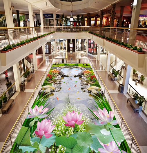 3D Lotus River 058 Floor Mural Wallpaper AJ Wallpaper 2 