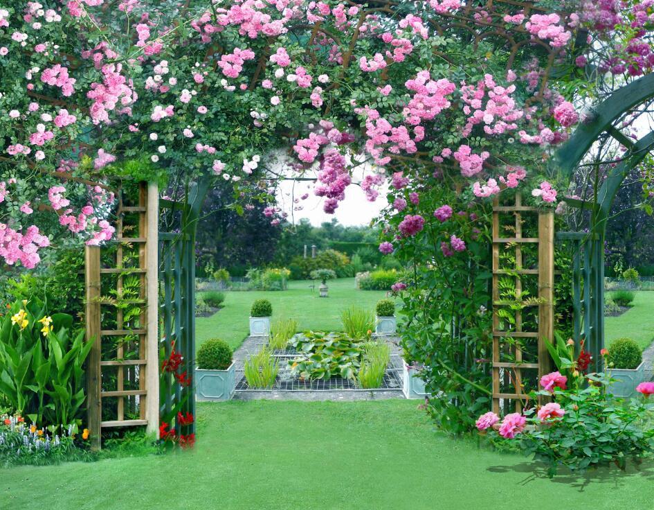 3D Garden Flowers Arches 106 Garage Door Mural Wallpaper AJ Wallpaper 