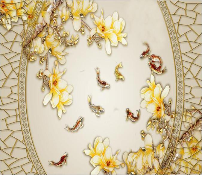 Carps And Yellow Flower 423 Wallpaper AJ Wallpaper 1 