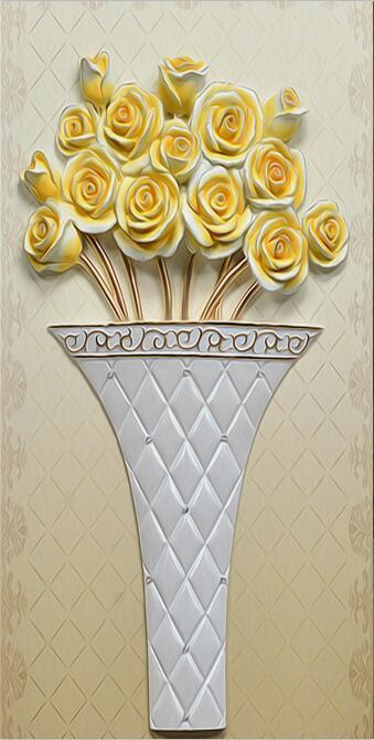 3D Yellow flower carving Wallpaper AJ Wallpaper 1 