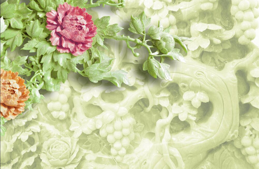 3D Flower Plants Green sculpture Wallpaper AJ Wallpaper 1 