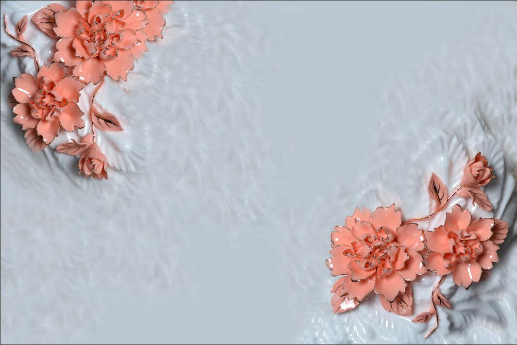 3D Pink flower carving decals Wallpaper AJ Wallpaper 1 