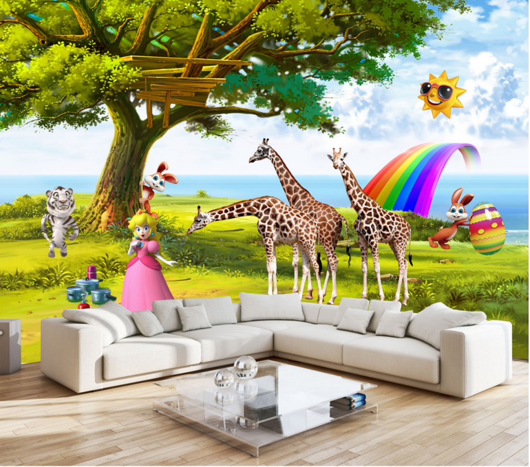3D Giraffe Rainbow 270 Wallpaper AJ Wallpaper 