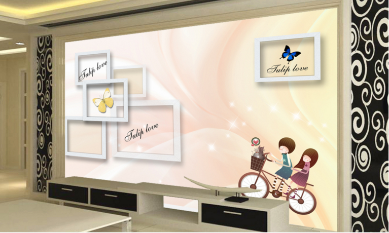 3D Couple Bicycle 246 Wallpaper AJ Wallpaper 