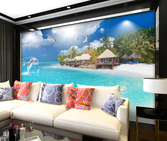 3D Sea View Room 135 Wallpaper AJ Wallpaper 