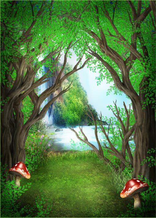 3D river deep in the forest door mural Wallpaper AJ Wallpaper 