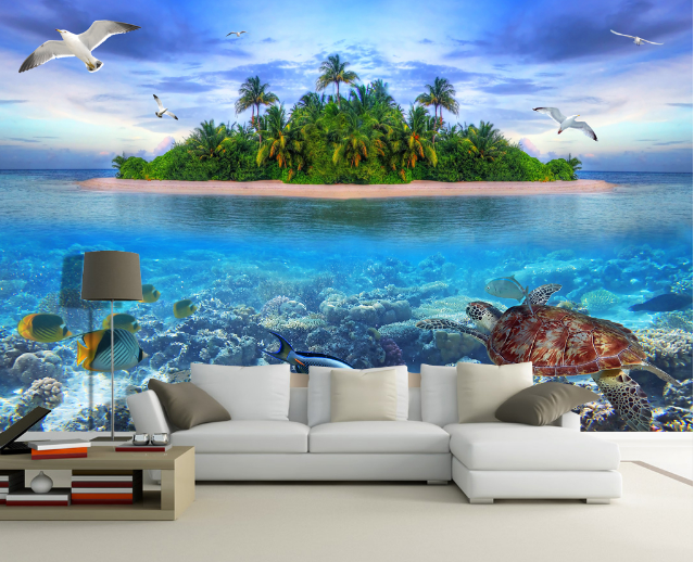 3D Island Sea Turtle 490 Wallpaper AJ Wallpaper 