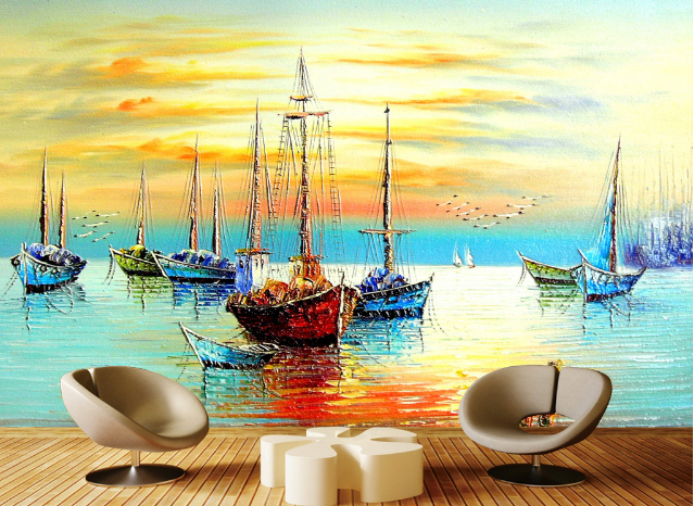 3D Evening Boat 483 Wallpaper AJ Wallpaper 