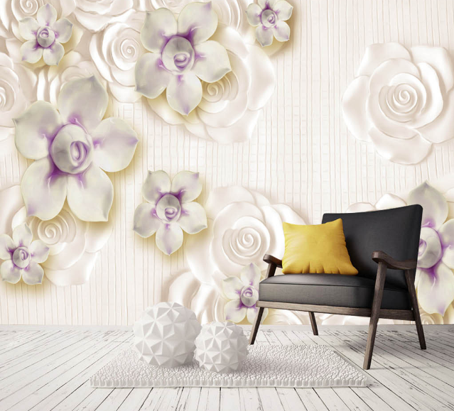 3D White Rose 466 Wallpaper AJ Wallpaper 