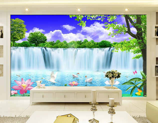 3D Lotus Swan 464 Wallpaper AJ Wallpaper 