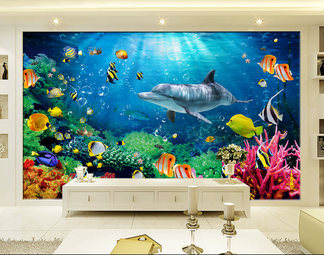 3D Seaweed Dolphin 416 Wallpaper AJ Wallpaper 