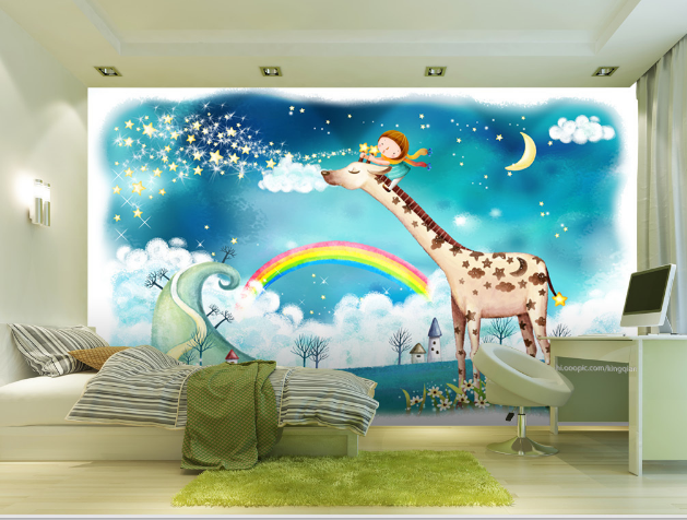 3D Giraffe Rainbow 346 Wallpaper AJ Wallpaper 