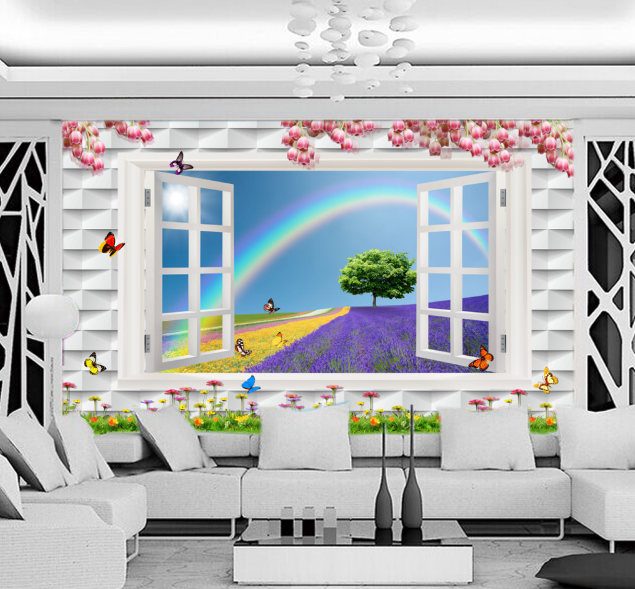 3D Rainbow Flower 302 Wallpaper AJ Wallpaper 