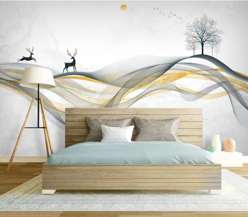 3D Black Fawn Tree WC2470 Wall Murals