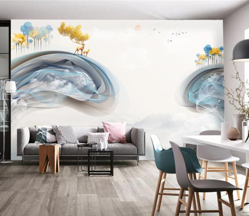 3D Golden Elegant Deer WC2148 Wall Murals
