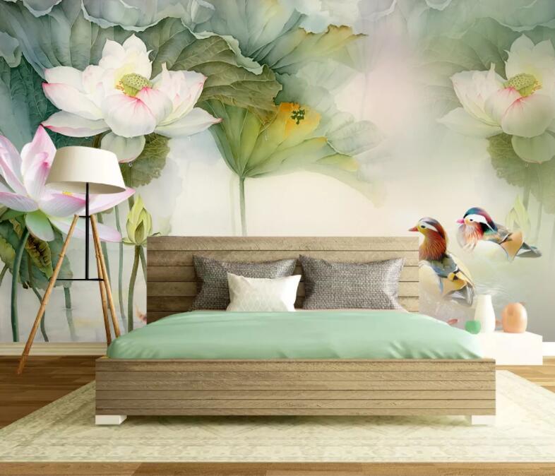 3D Lotus Duck WC1592 Wall Murals