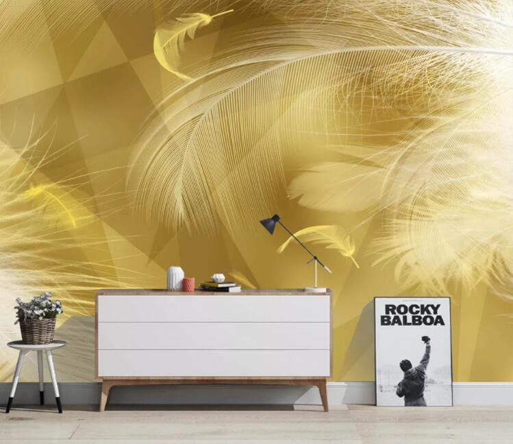 3D Golden Feather WC2724 Wall Murals