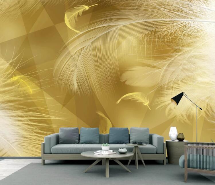 3D Golden Feather WC2724 Wall Murals