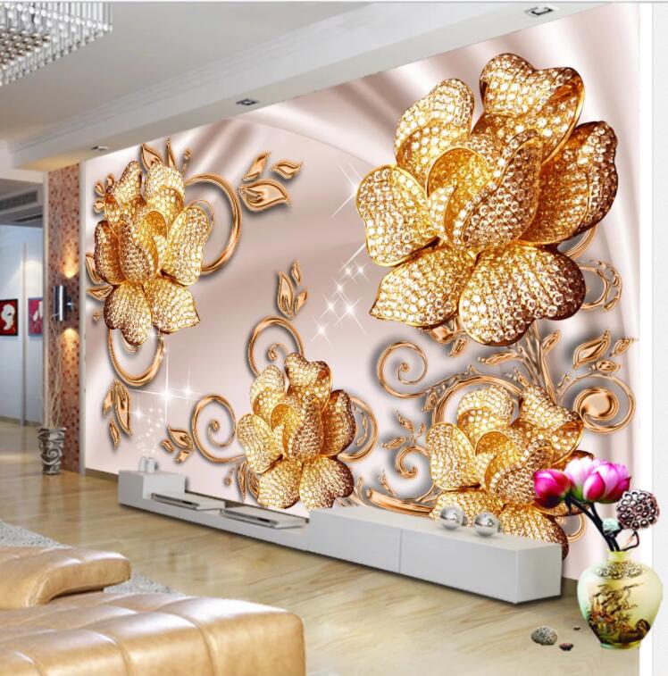 3D Golden Flower WC467 Wall Murals