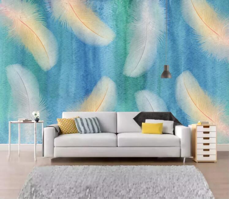 3D Yellow Feather WC1613 Wall Murals