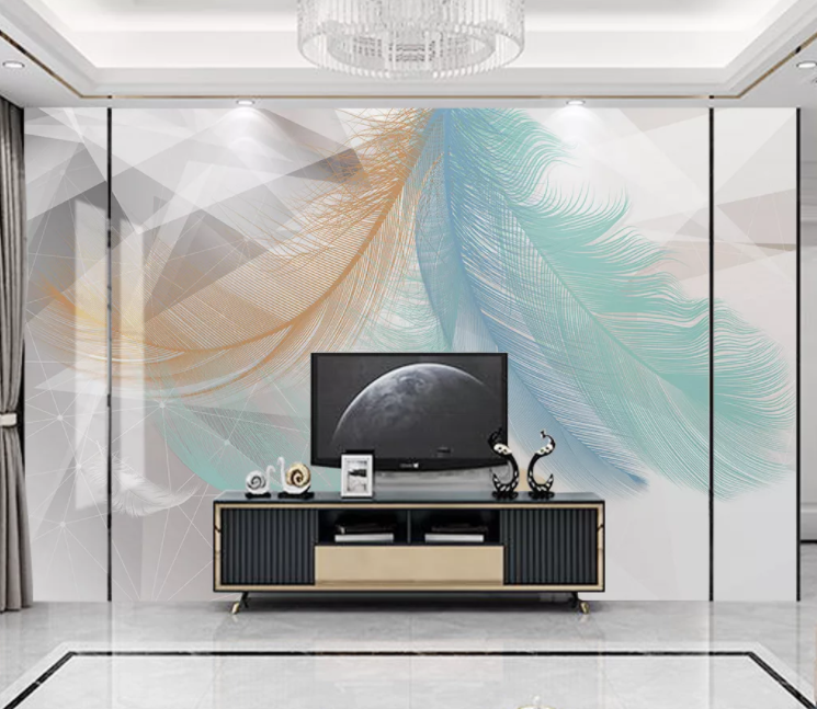 3D Green Feather WC2504 Wall Murals