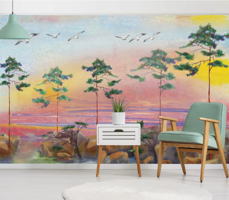 3D Seagull Tree WC1017 Wall Murals