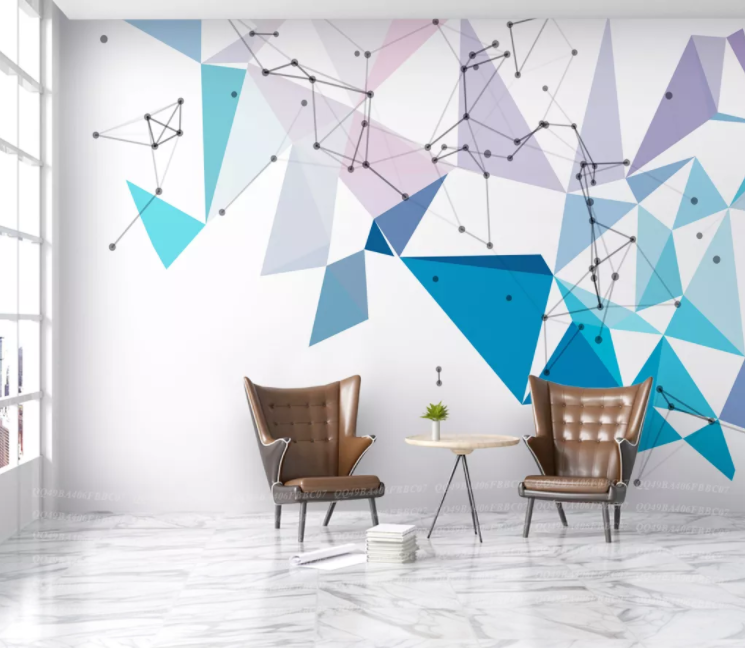 3D Blue Triangle WC930 Wall Murals