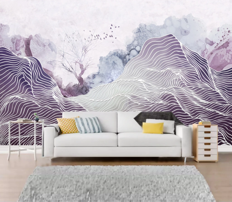 3D Purple Stone Tree WC1488 Wall Murals