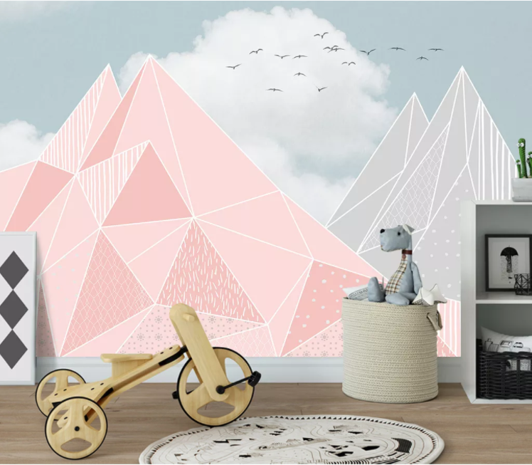 3D Pink Mountain WC2211 Wall Murals