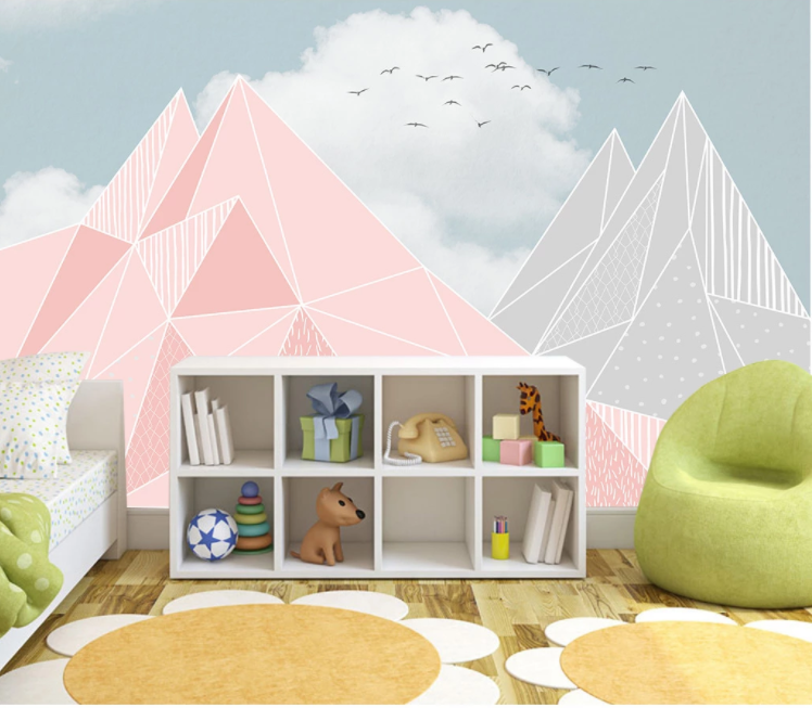 3D Pink Mountain WC2211 Wall Murals