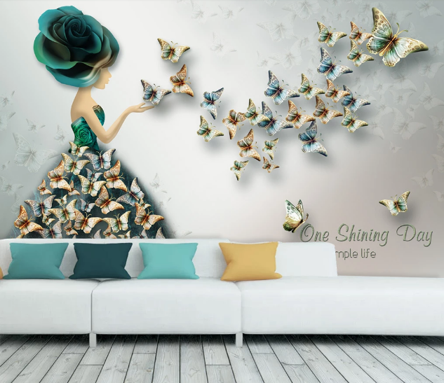 3D Butterfly Dress WC2018 Wall Murals