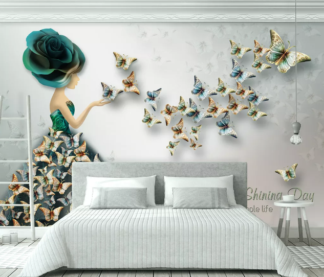 3D Butterfly Dress WC2018 Wall Murals