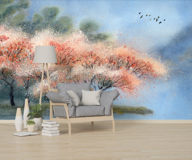 3D Pink Flower Forest WC1108 Wall Murals