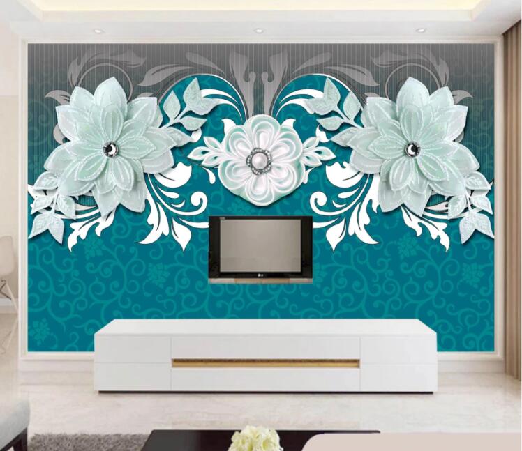 3D Green Flower WC1590 Wall Murals