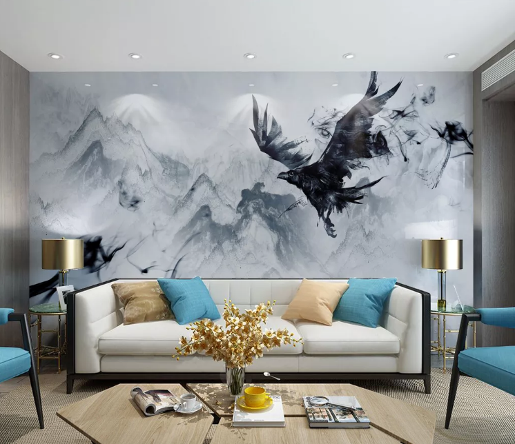 3D Black Eagle WC2351 Wall Murals