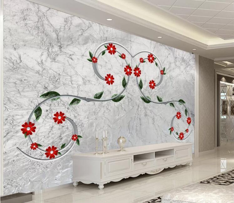 3D Small Red Flower WC1223 Wall Murals