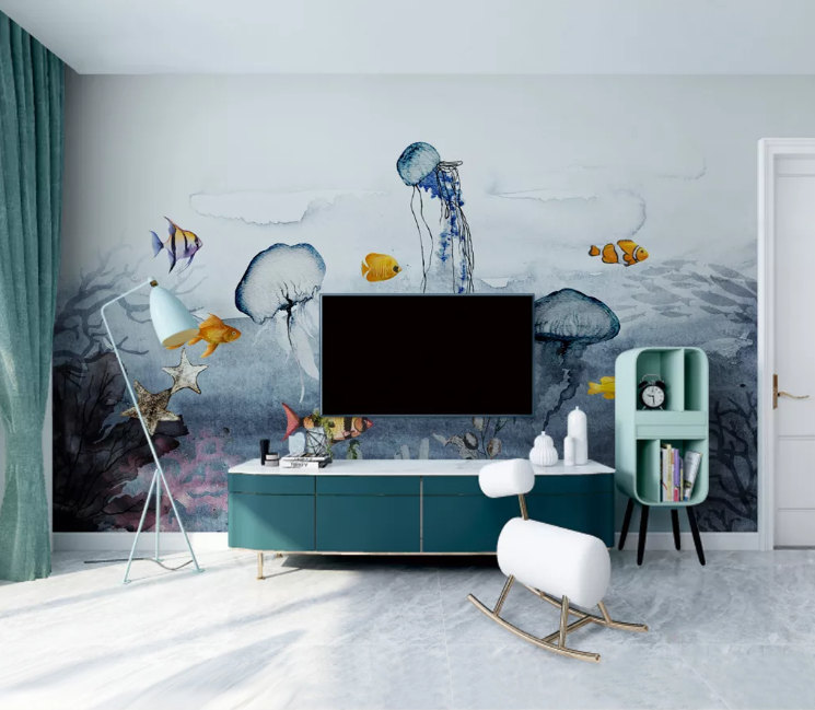 3D Jellyfish Fish WC2181 Wall Murals