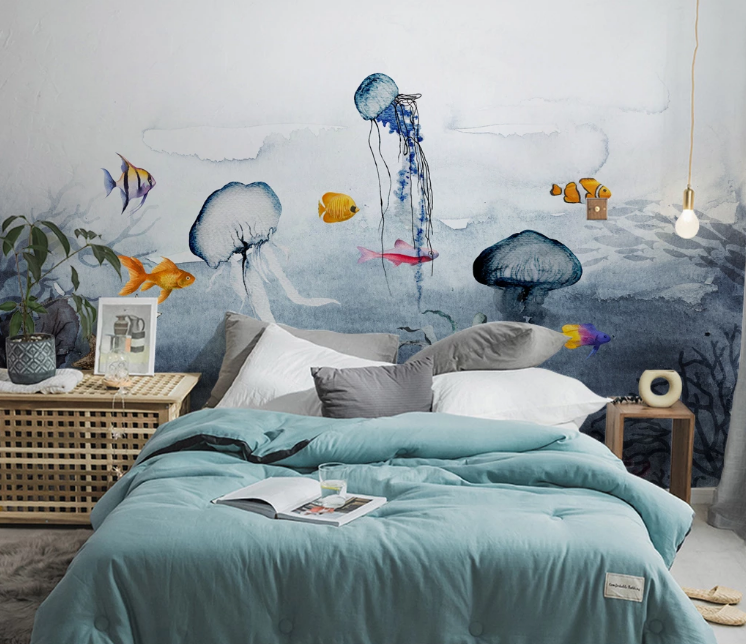 3D Jellyfish Fish WC2181 Wall Murals