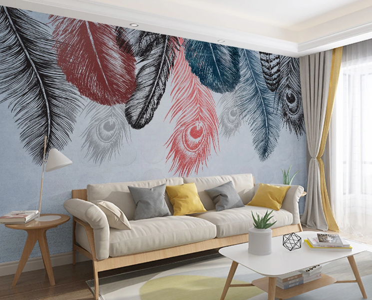 3D Pink Feather WC2012 Wall Murals