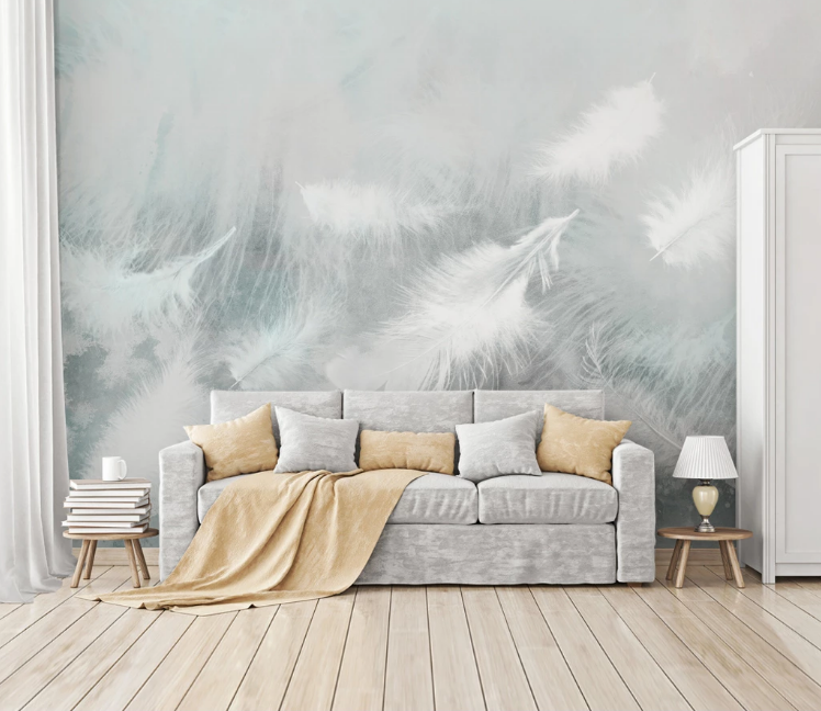3D White Fluff WC1904 Wall Murals