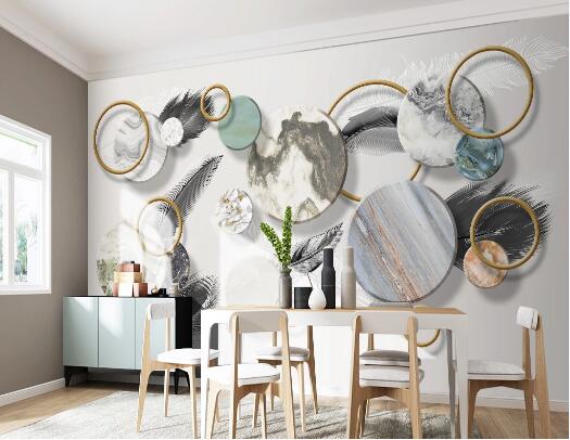 3D Black Feather WC1805 Wall Murals
