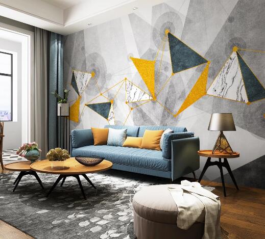 3D Yellow Triangle WC1790 Wall Murals